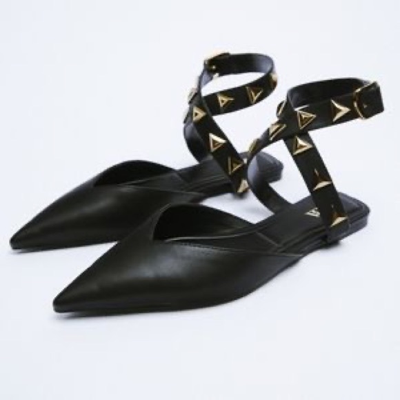 Zara pointed flat sandals, black color, size 40 - Picture 4 of 4